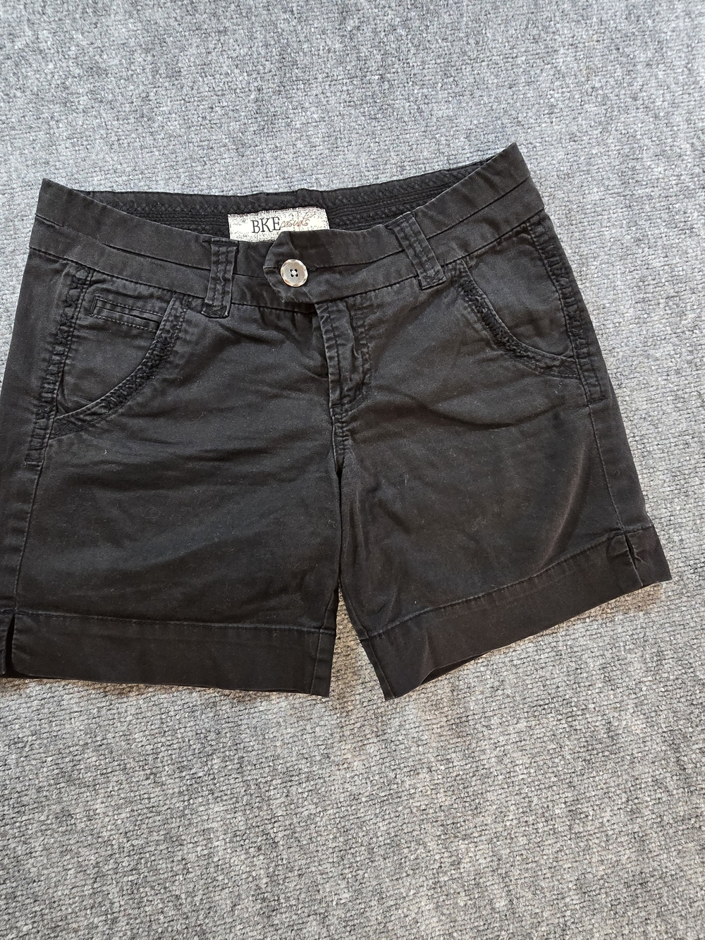 BKE Womens Black Denim Shorts Size 28 Mid Rise Casual Stretch